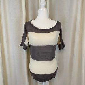 Ann Taylor Loft Gray and Cream Sweater